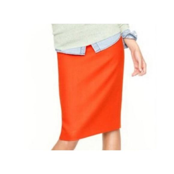 J. Crew The Pencil Skirt Lined Side Slant Pockets Back Zip Bright Orange Size 4 - Picture 1 of 6